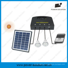 Sistema Solar com 2 Lâmpadas e Carregador de Telemóvel &amp; Painel Solar 4W e 2W Lâmpada Solar para Interior